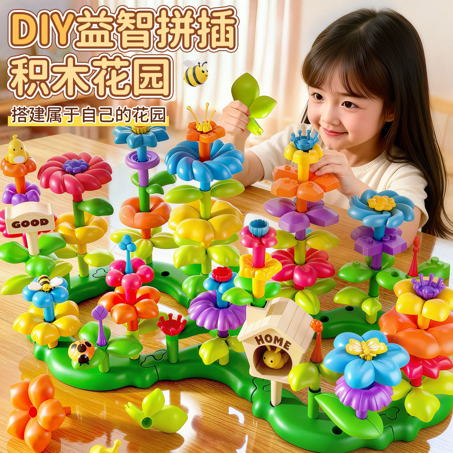 积木花园DIY拼装仿真女孩过家家