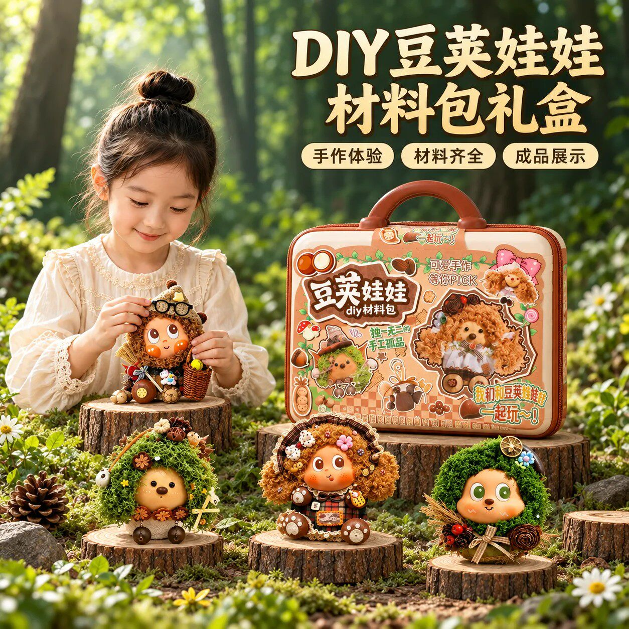 豆荚娃娃豆粒魔法DIY手工材料包女孩过家家玩具套装儿童亲子礼物