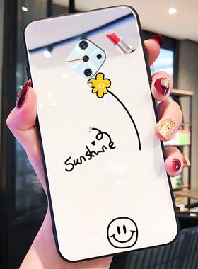 ins风网红补妆镜vivoy9s手机壳女款潮vivoy7s手机外壳Y5S保护套S5手机套新品女网红新款可爱白色小清新viviy