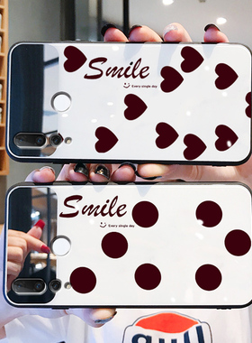 爱心镜子玻璃镜面白色适用华为NOVA4手机壳女款网红4e日系3e硬壳nove3新款壳限量版nov女n4带挂绳n3夏天n0va4