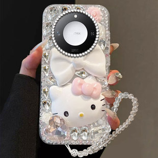 满钻奢华卡通KT猫适用荣耀X60手机壳网红X10MAX女款X402025年X8 5G保护套畅玩50Plus镶钻30青春版高级感V30