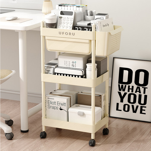 密林可移动带轮书桌旁书本收纳架