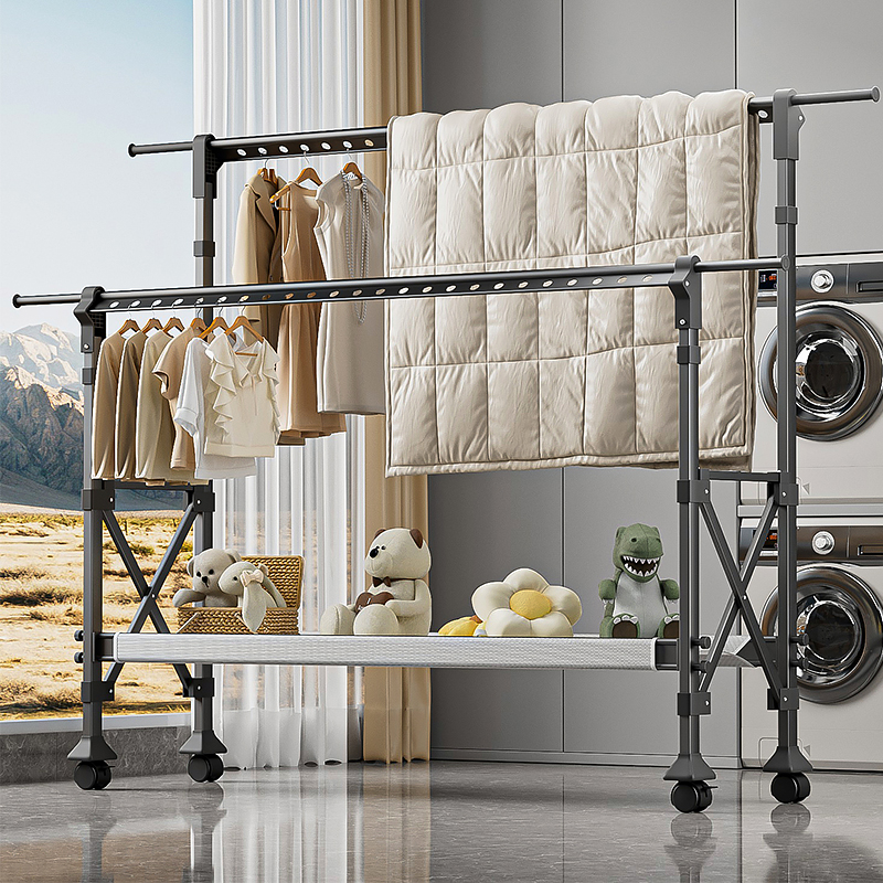 晾衣架落地折叠室外晒被子神器