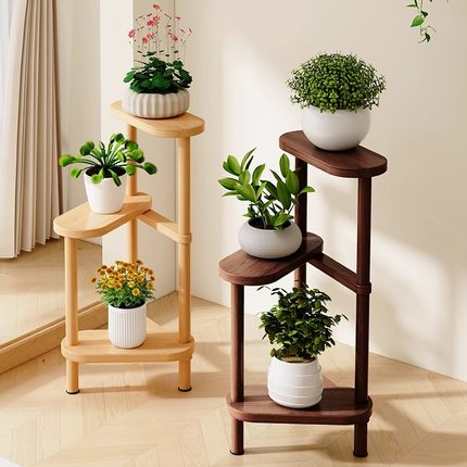 花架家用客厅落地式多肉架实木盆栽架子阳台可移动多层植物展示架