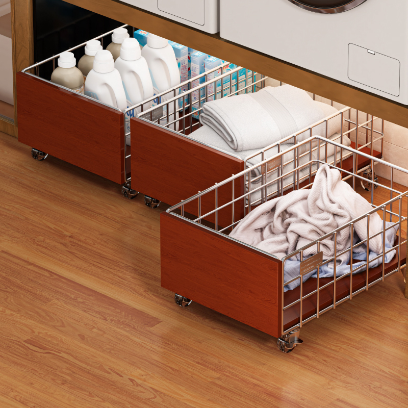 中古风脏衣篓小推车带轮