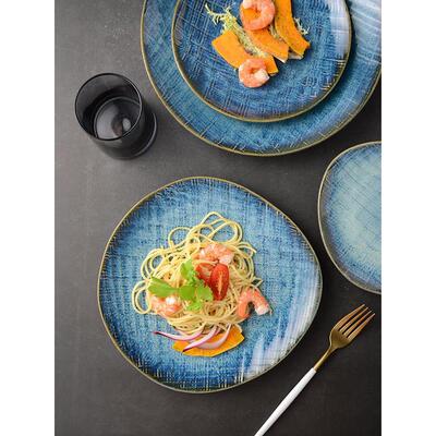 Kiln-Blue Ceramic Bowl Mediterranean Tableware