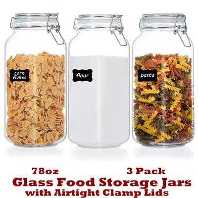 Glass Food Storage Jars Airtight Canisters Square Mason Jar