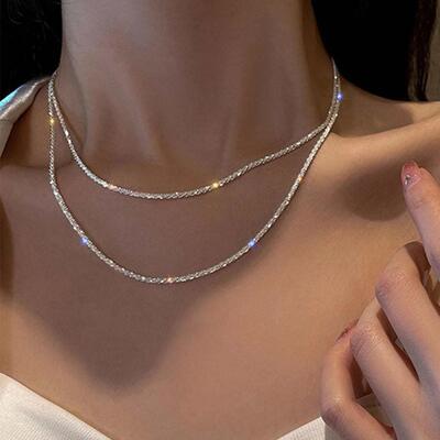 Necklaces 简约ins风菜花炼波光粼粼锁骨炼满天星项圈颈炼项炼女