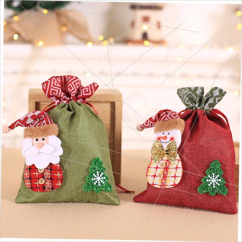 Christmas gift bag Linen bunches apple bag Candy cookie bag