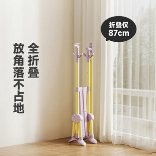 折叠晾衣架落地多功能可移动可折叠阳台小型家用室内挂衣架晒被子