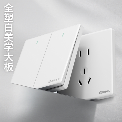 国际电工白色开关插座面板家用86型阻燃pc全塑暗装大功率空调专用