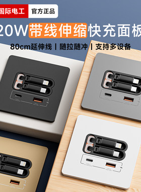 国际电工86型USB快充五孔插座