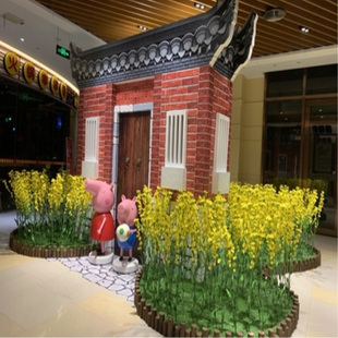 仿真油菜花布景楼盘商场市春季园林景观摆放绢花假花布置