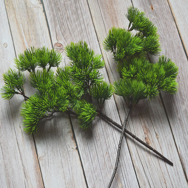 仿真松针崖柏树枝假花松树盆栽松枝道具干花塑料花松树叶子假树叶