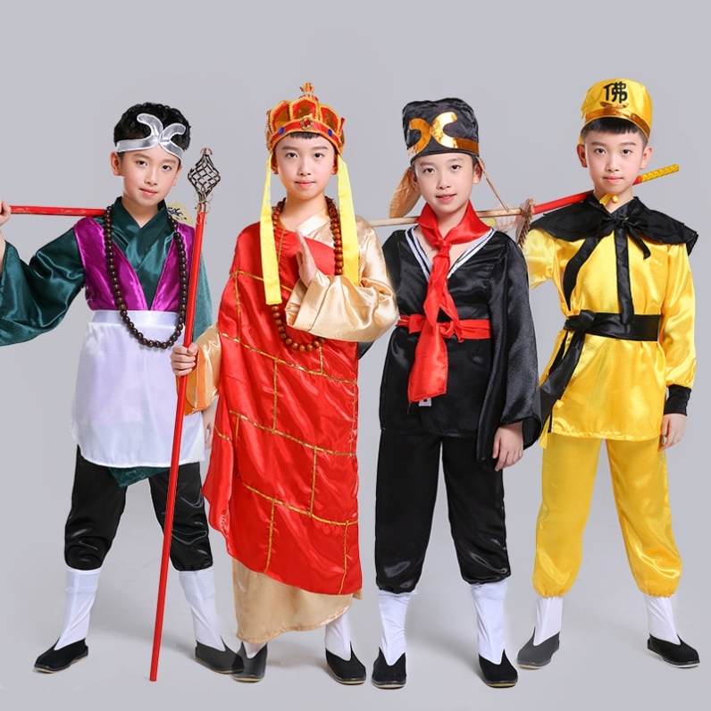 西游记儿童服装唐僧齐天大圣舞台猴子沙僧沙和尚男童孙悟空四人