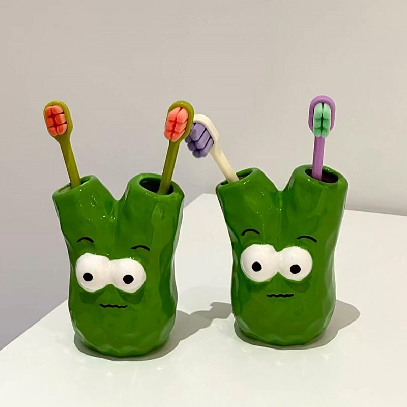 【卫生间各种神器】一颗葱牙刷架陶瓷洗漱台台面置物架牙刷收纳架