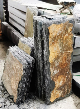 青石板踏步庭院天然黄锈色汀步圆形铺路花园草坪院子别墅垫脚地砖