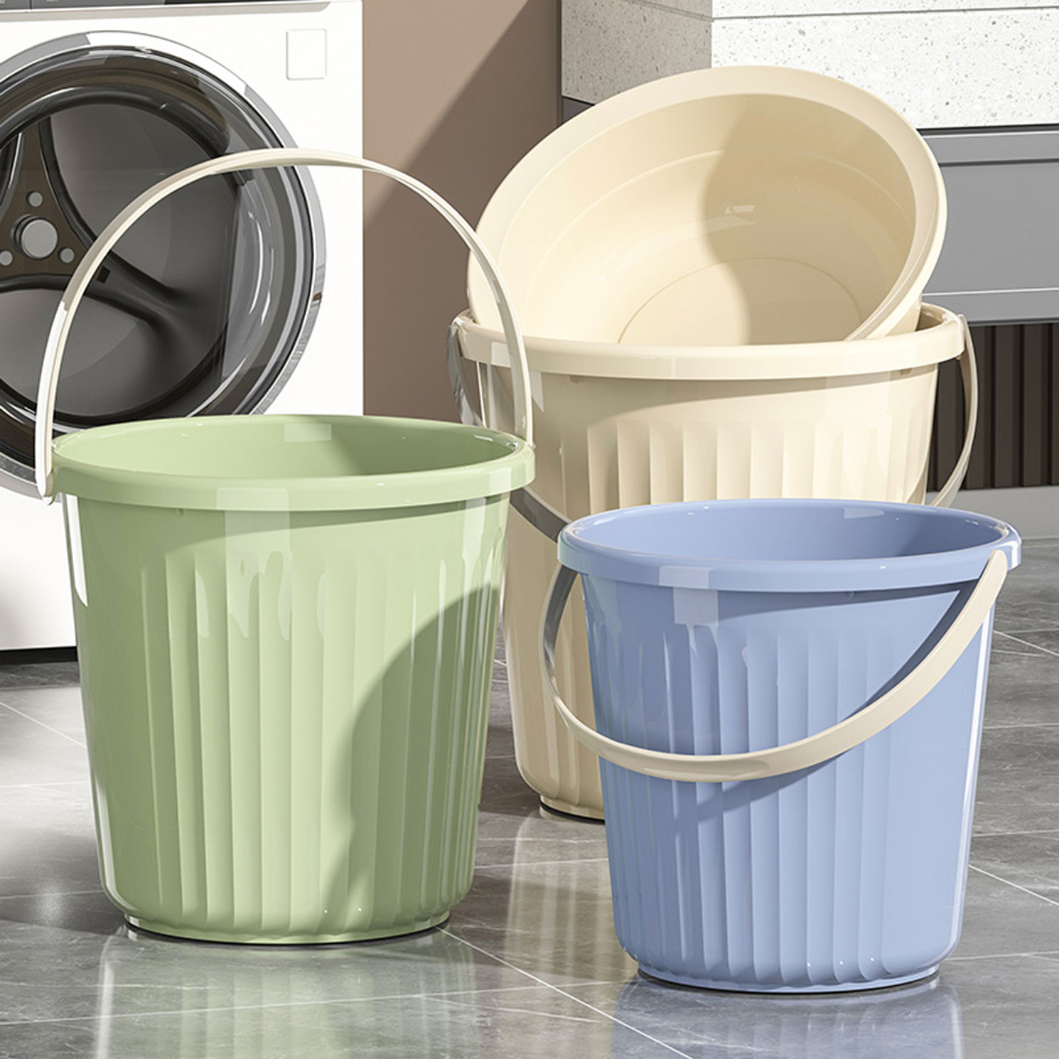 塑料水桶家用学生宿舍洗漱套装住校军训用品卫生间储水用桶耐高温