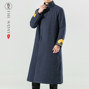 中国风复古汉服棉袍男士休闲长款棉大衣棉服秋冬保暖高领棉袄道袍