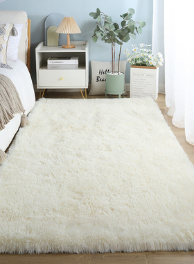 白色奶油风地毯长毛卧室床边毯客厅茶几毛绒冬天专用加厚房间地垫