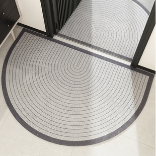 灰色半圆形入户门地垫门外进门门口脚垫子除尘丝圈防滑地毯可定制