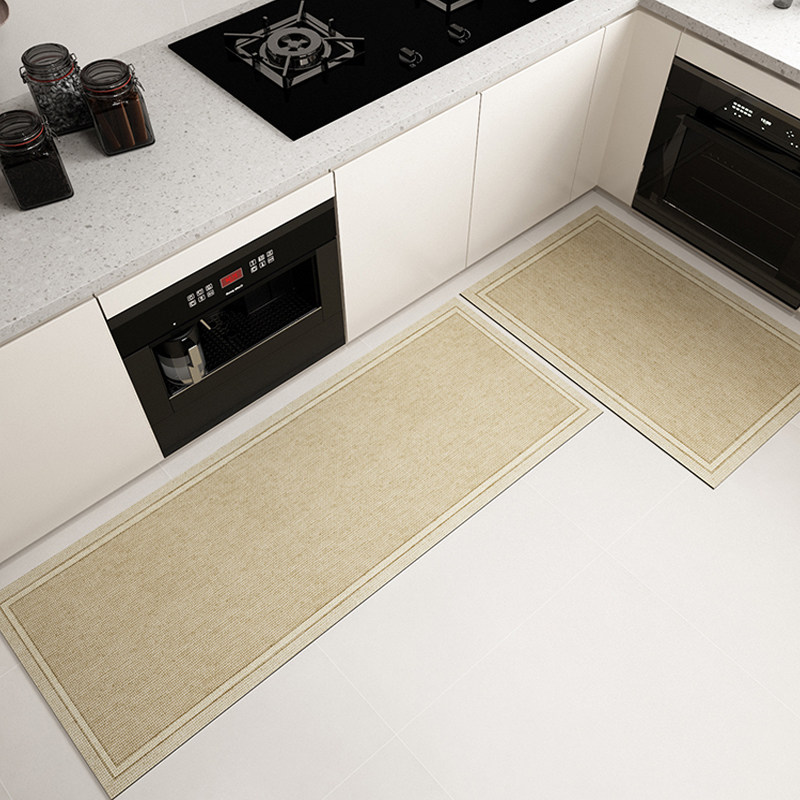 亚麻厨房地垫防滑防油可擦免洗长条脚垫硅藻泥吸水垫家用垫子地毯