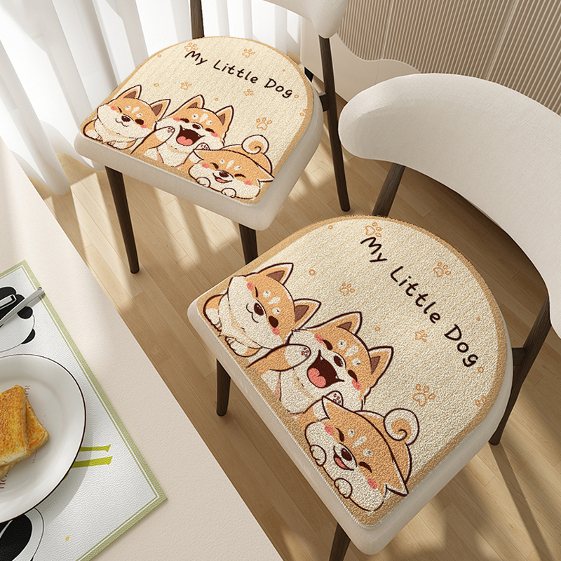 可爱小狗马蹄形餐桌椅子久坐屁垫防滑坐垫子四季通用座椅凳子座垫