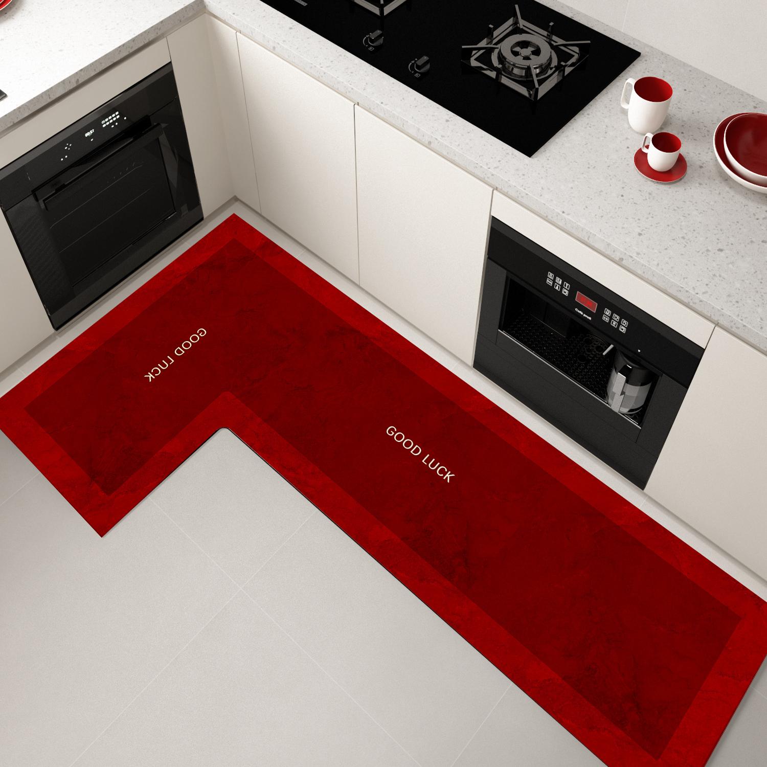 L形厨房喜庆地垫吸水吸油