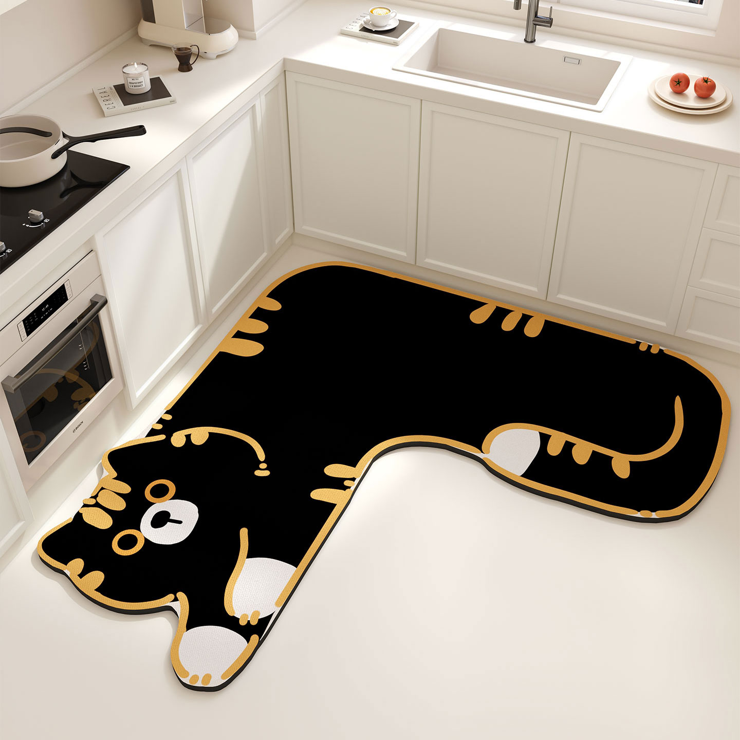 L型厨房硅藻泥吸水地垫防滑脚垫