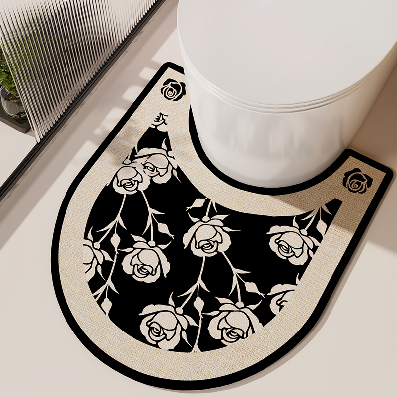 厕所洗手台地垫洗手间浴室门口地毯马桶u型防溅尿脚垫吸水防滑垫