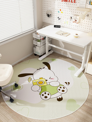 绿色Pacha狗儿童电脑椅地板垫卧室书房学习椅下脚垫圆形转椅地毯