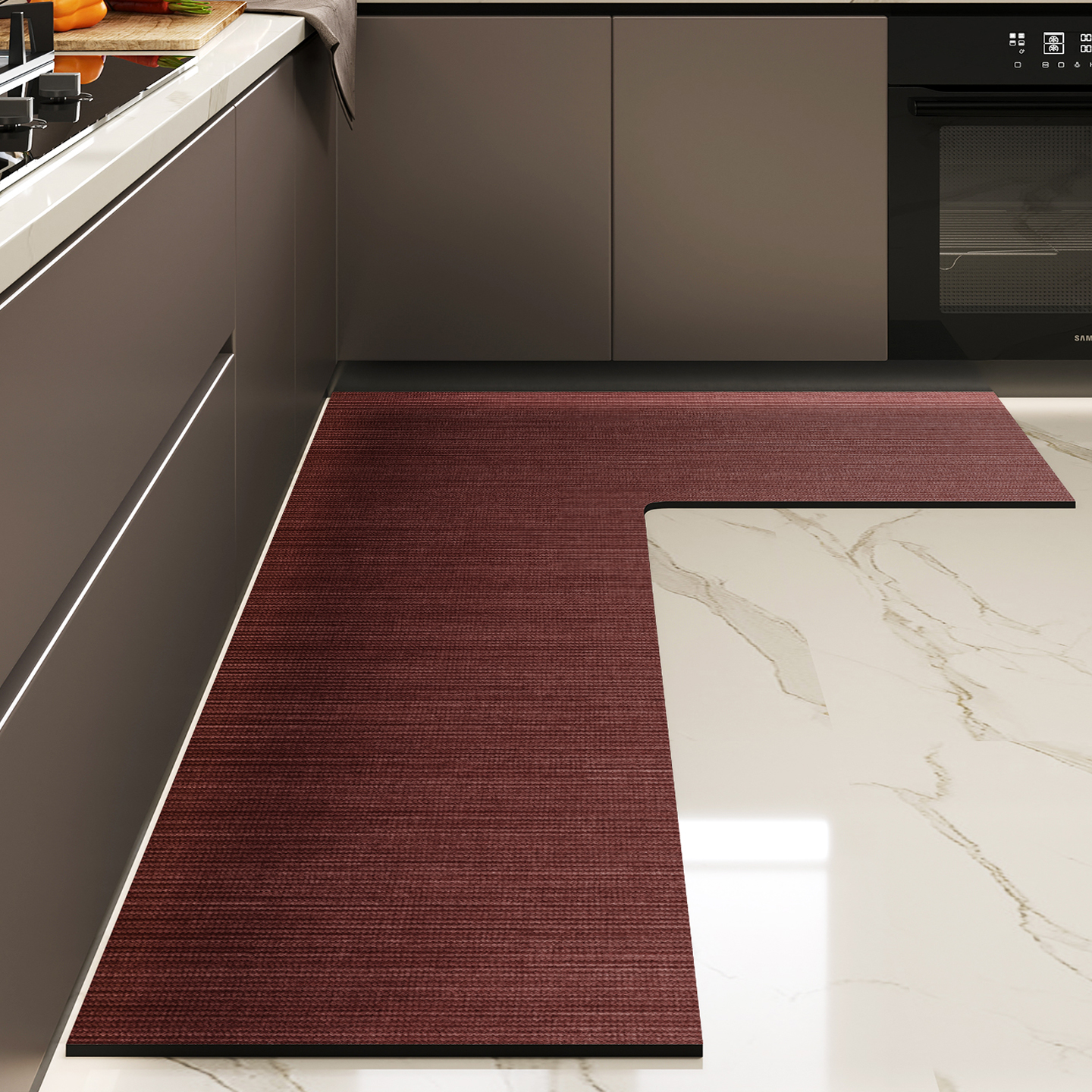 L型一体式厨房地垫防滑吸水吸油