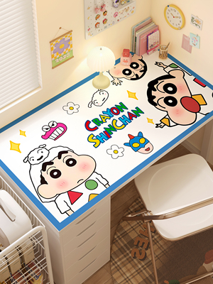 蜡笔小新桌垫书桌学生学习书桌垫子防水可擦洗皮革写字保护垫防滑