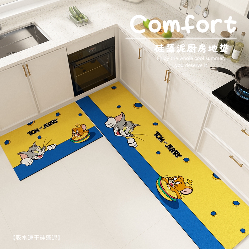 可爱厨房专用地垫硅藻泥吸水防滑长条脚垫灶台水龙头洗碗池下地毯
