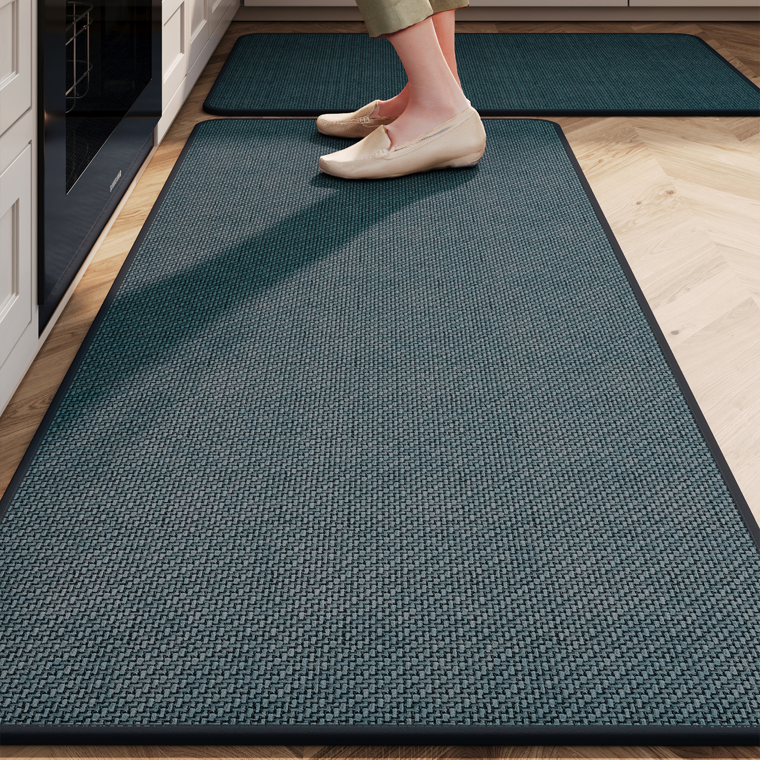 5D编织亚麻纹厨房地垫吸水吸油