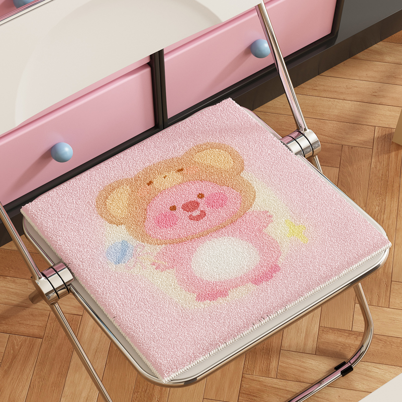 粉色露比加厚冬季坐垫办公室电脑椅屁垫毛绒通风椅子垫防滑保暖垫