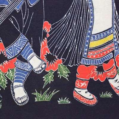 蜡染画门帘芦笙舞餐厅客厅玄关隔断帘手工艺壁挂苗族特色棉布半帘