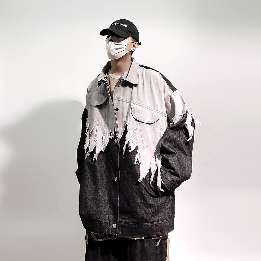 UUCSCC嘻哈潮牌夹克复古水洗牛仔衬衫宽松休闲工装翻领衬衣外套男,男装,衬衫,淘宝优惠券,粉丝福利购,淘宝优惠卷