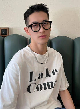 欧美黑色t恤项链男潮流钛钢ins冷淡风锁骨链小众简约中性风配饰女