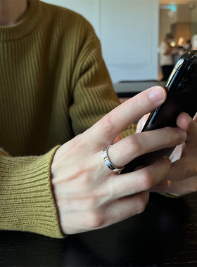 个性潮流男食指戒指男士单身ins简约钛钢男戒冷淡风中指女玫瑰金