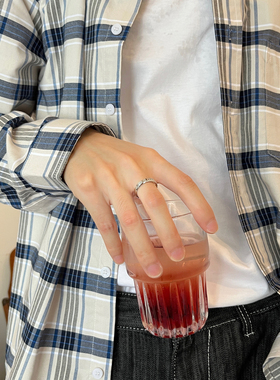 日韩小众钛钢食指戒指男ins潮冷淡风简约单身戒子刻字高级感字母