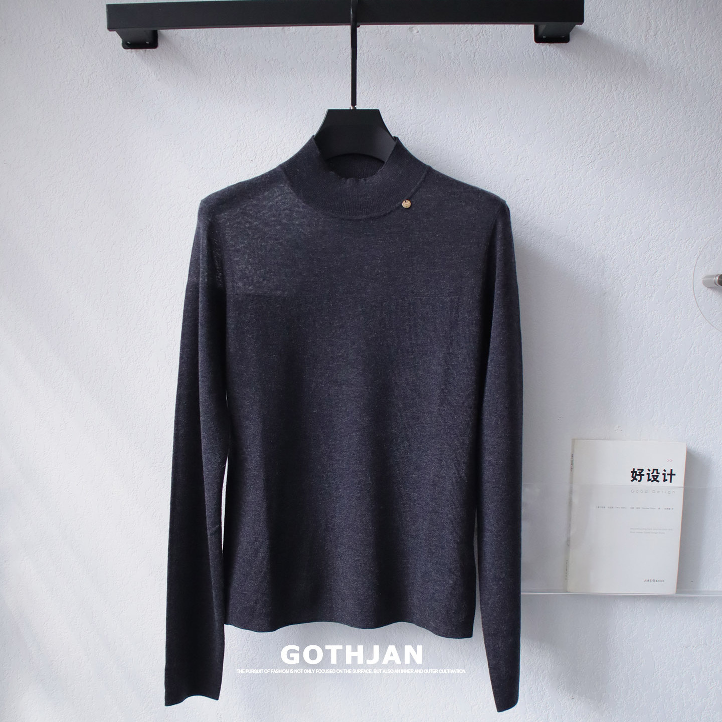 美丽诺羊毛半高领针织打底衫女