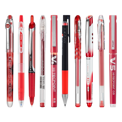 百乐红色中性笔合集大容量