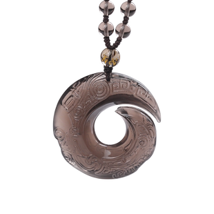 天然黑曜石时来运转吊坠黑色冰种黑耀石项链男士女款玉石饰品挂件