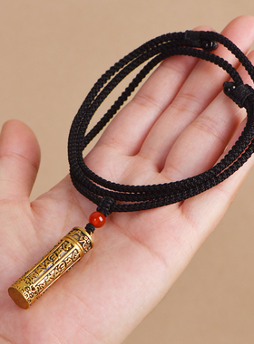 黄铜可打开装朱砂的空心吊坠楞严咒挂件护身符项链六字真言愣严咒