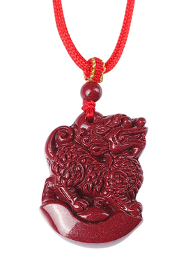 天然朱砂吊坠护身符项链