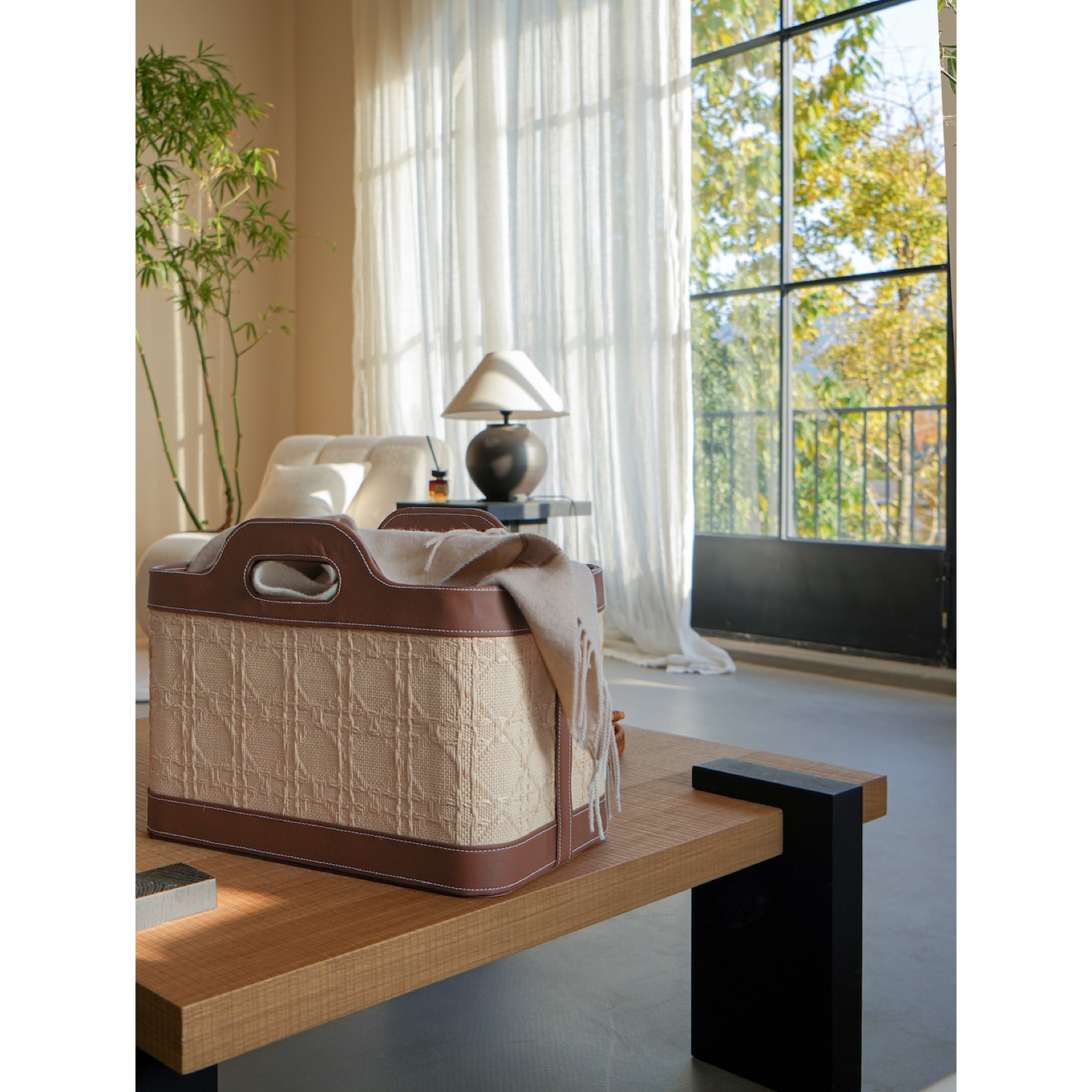 Texdream態度藤格紋皮革收納框