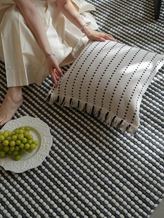 Texdream态度 侘寂风亚麻黑白简约沙发抱枕套靠垫高级感卧室含芯