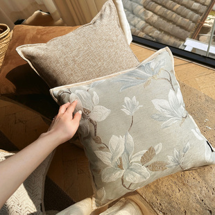 复古刺绣抱枕名宿样板间床头靠垫沙发枕套 法式 Texdream态度 玉兰