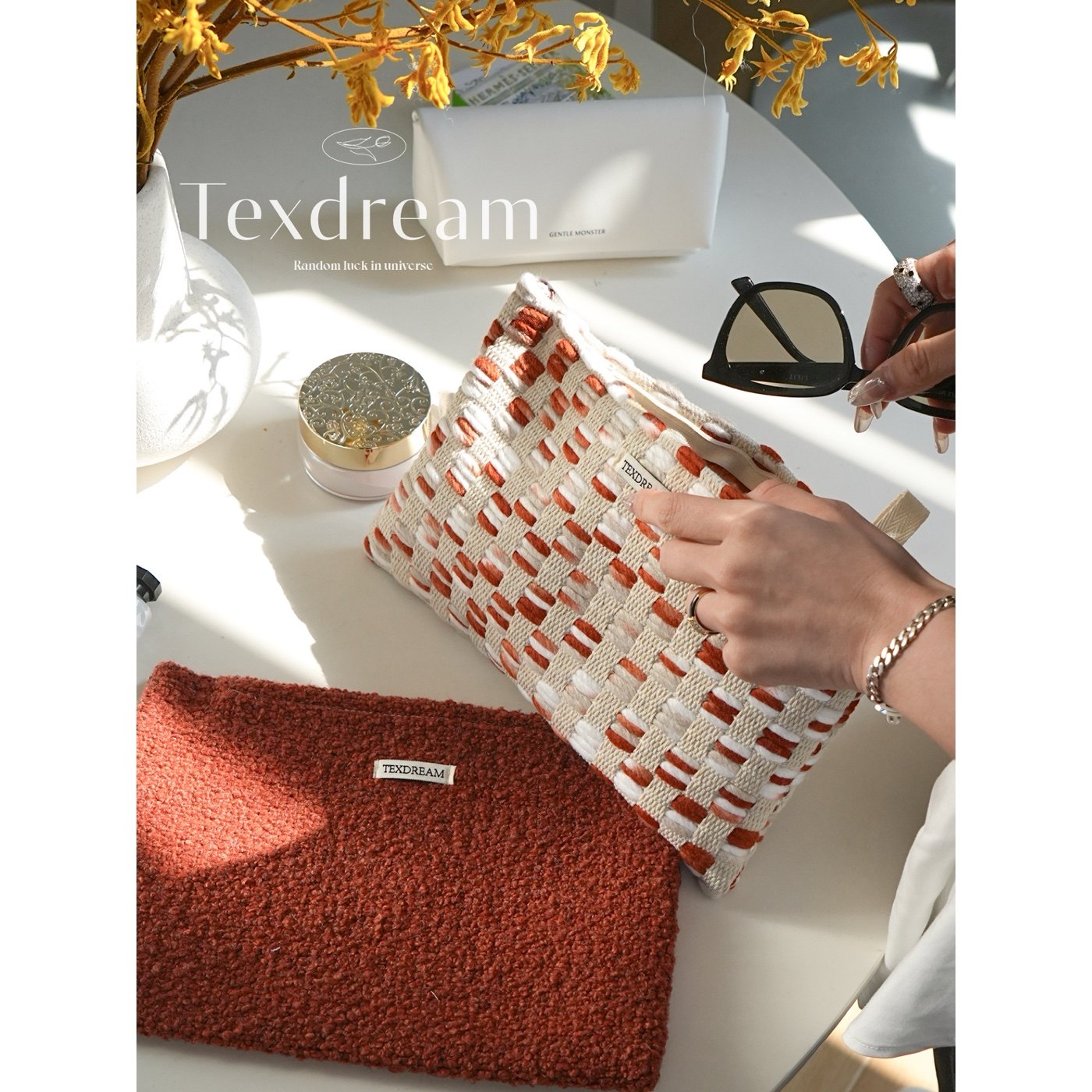 TEXDREAM态度红色编织抽纸袋高端轻奢小众高级感收纳袋茶几抽纸盒,收纳整理,其他收纳袋,淘宝优惠券,粉丝福利购,淘宝优惠卷